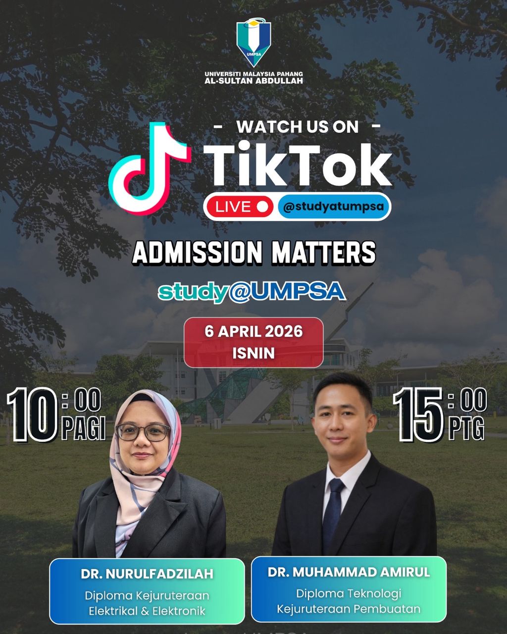 LIVE HARI INI: ADMISSION MATTERS @ UMPSA (Diploma Kejuruteraan Elektrikal &amp; Elektronik)
